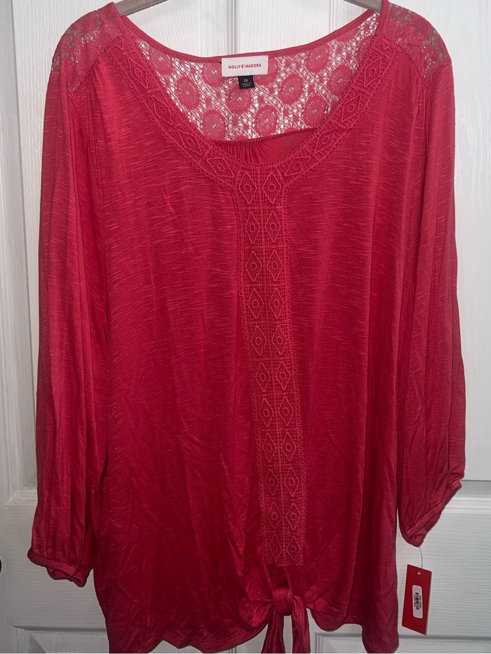 Corral Lace-Trim Tie-Hem Women's Top - Picture 1 of 5
